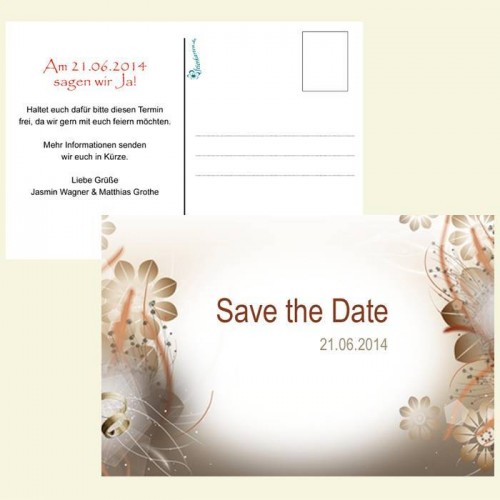 Save the Date Karte - Blüten in Braun